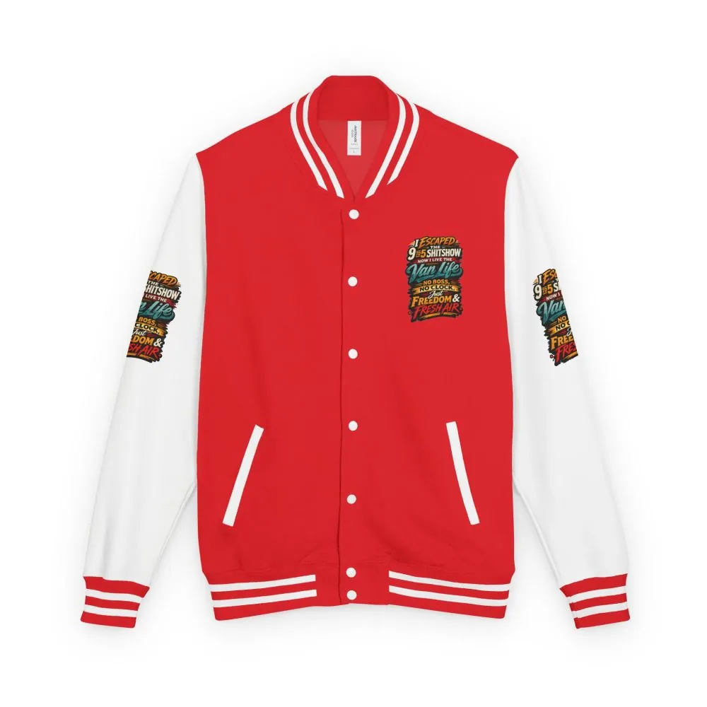 Unisex Heavyweight Letterman Jacket — "I Escaped The 9 To 5" Design F**K-Line