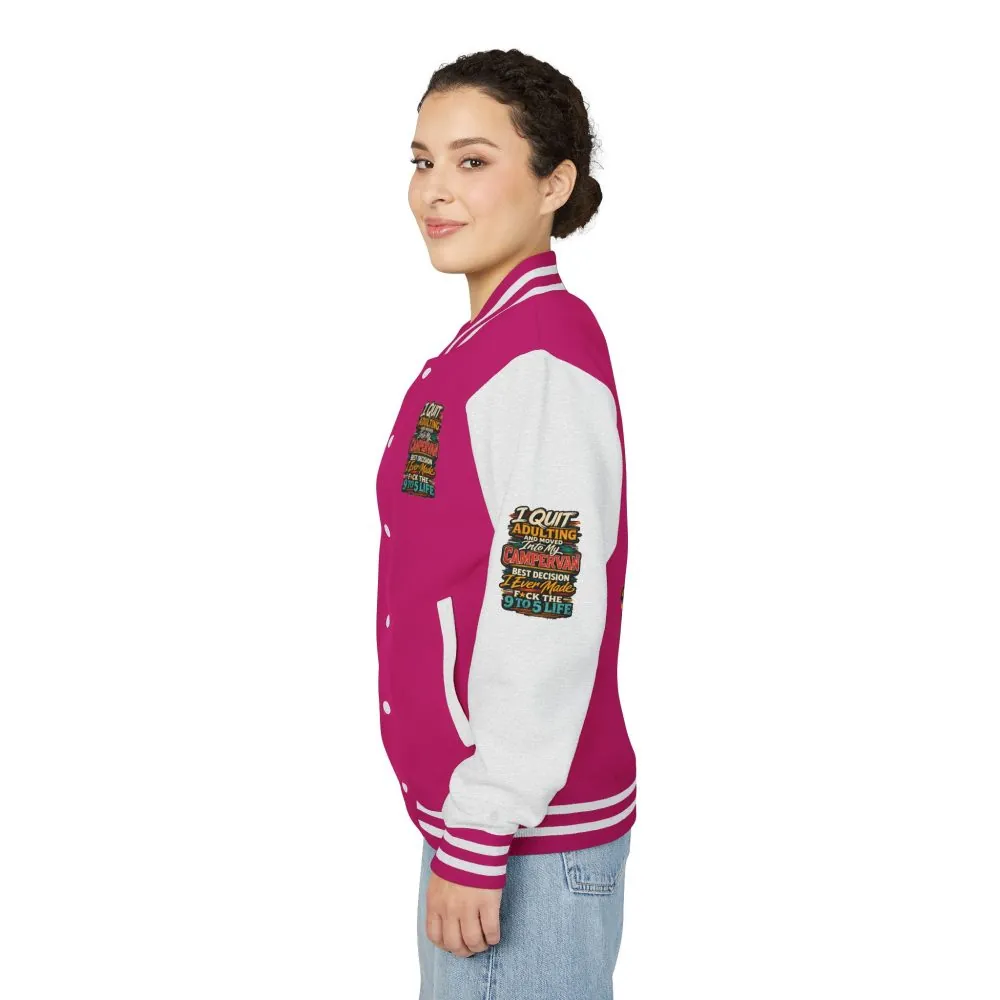 Unisex Heavyweight Letterman Jacket — "I Quit Adulting" Design F**K-Line