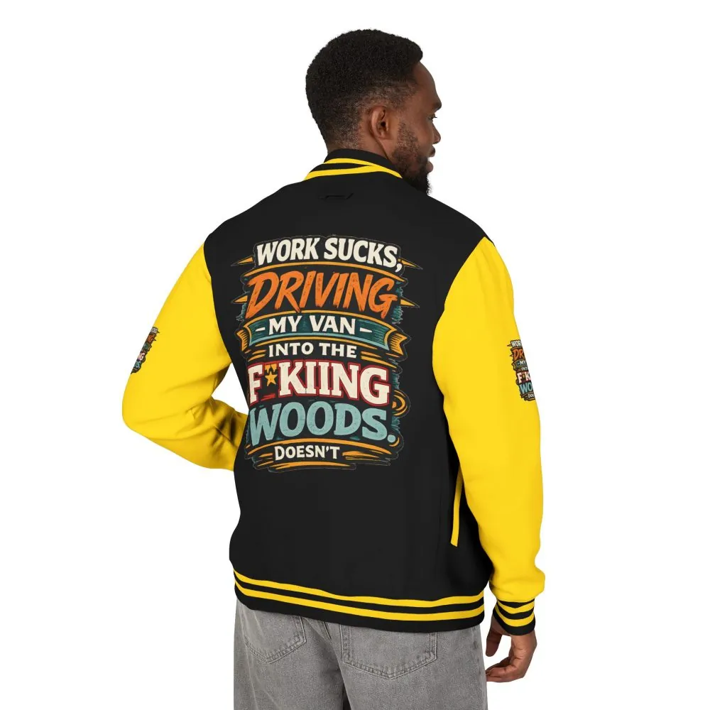 14011573358211143616_2048.jpeg Unisex Heavyweight Letterman Jacket — "Work Sucks" Design F**K-Line
