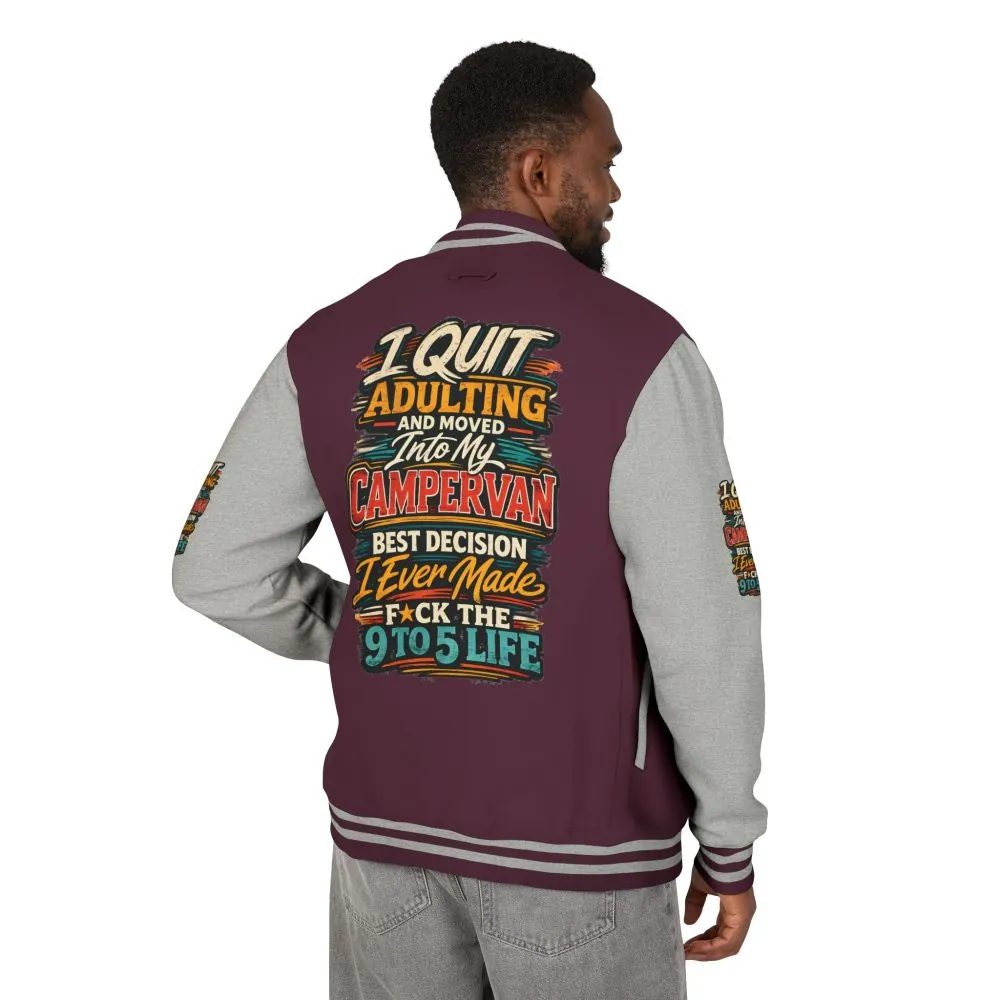 Unisex Heavyweight Letterman Jacket — "I Quit Adulting" Design F**K-Line
