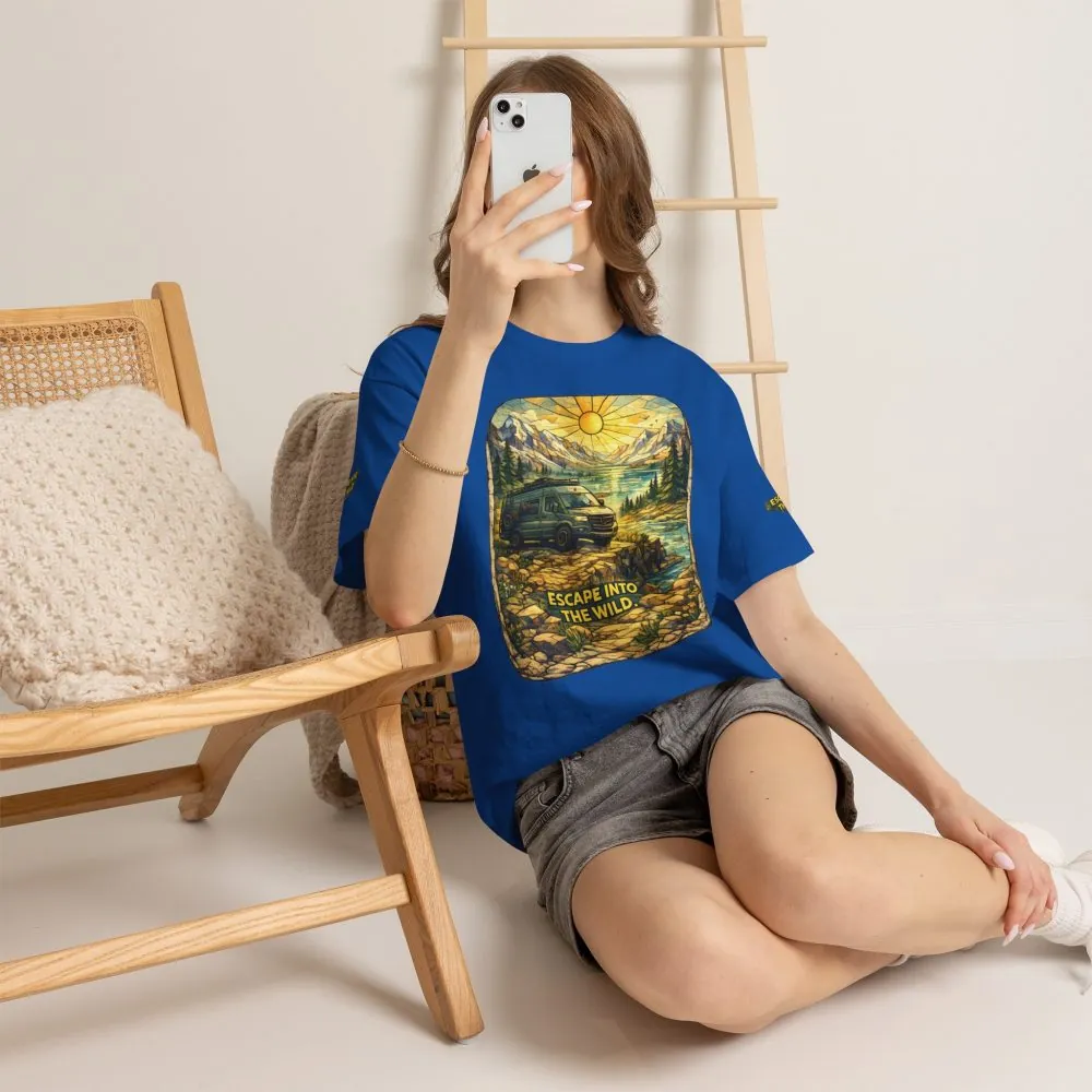 Unisex Heavy Cotton Tee — "Escape Into The Wild" Design Cubic-Line