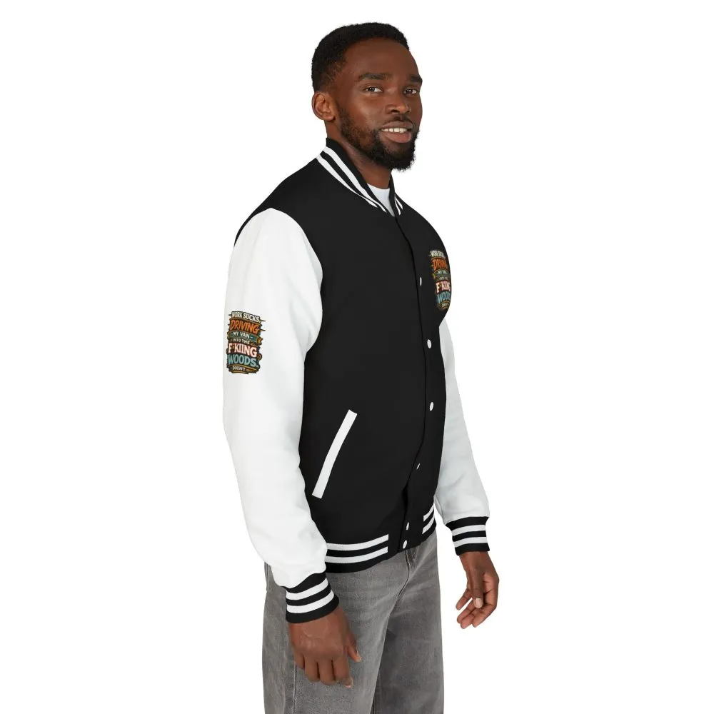 14863885393781691384_2048.jpeg Unisex Heavyweight Letterman Jacket — "Work Sucks" Design F**K-Line