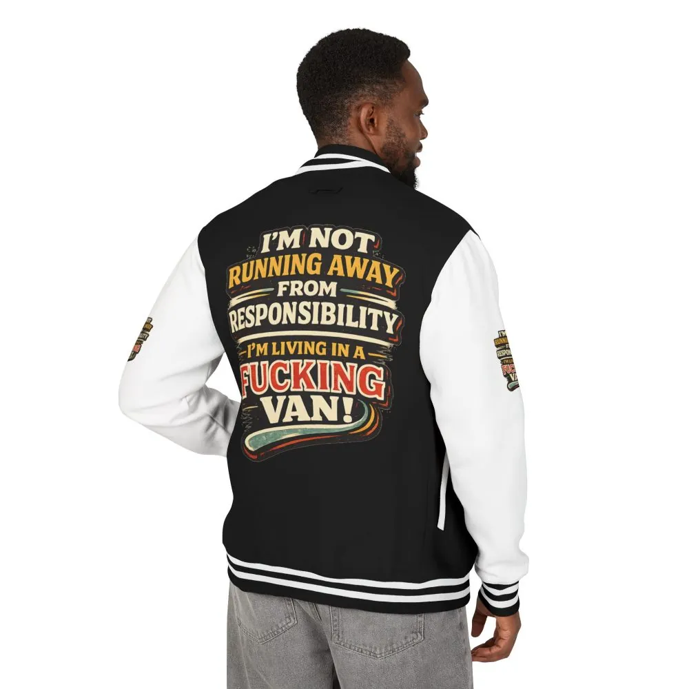 Unisex Heavyweight Letterman Jacket — "I`m Not running Away" Design F**K-Line