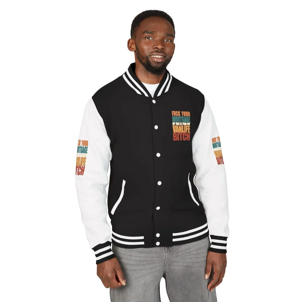 Unisex Heavyweight Letterman Jacket — "Fuck Your Mortgage" Design F**K-Line