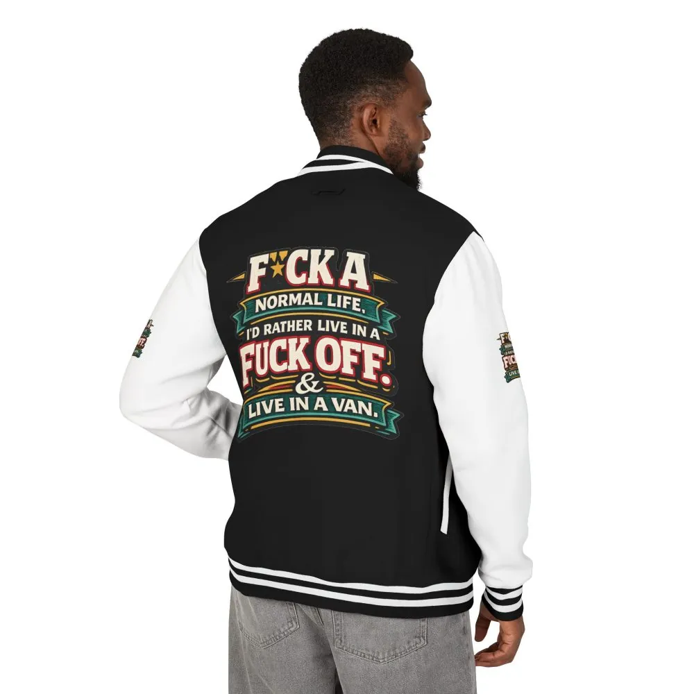 15811618012655546407_2048.jpeg Unisex Heavyweight Letterman Jacket — "Fuck A Normal Life" Design F**K-Line