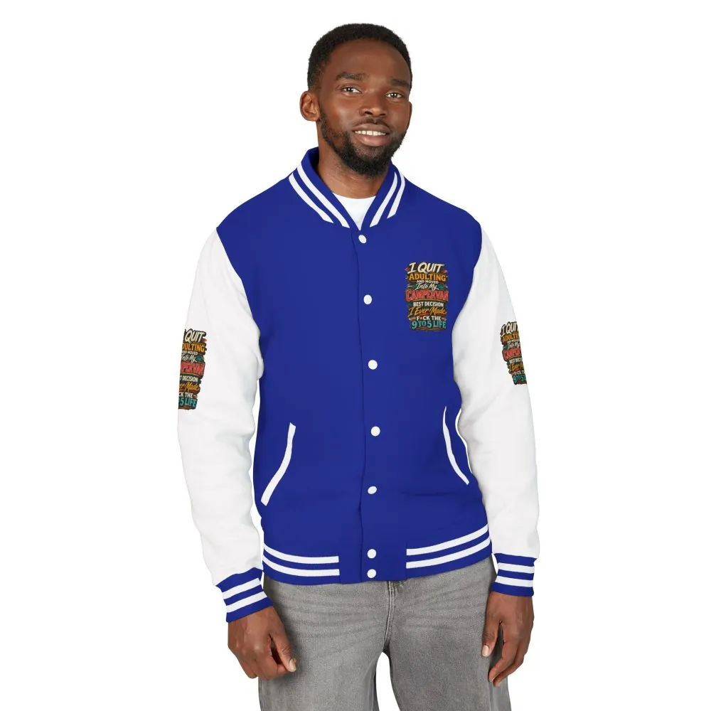 Unisex Heavyweight Letterman Jacket — "I Quit Adulting" Design F**K-Line