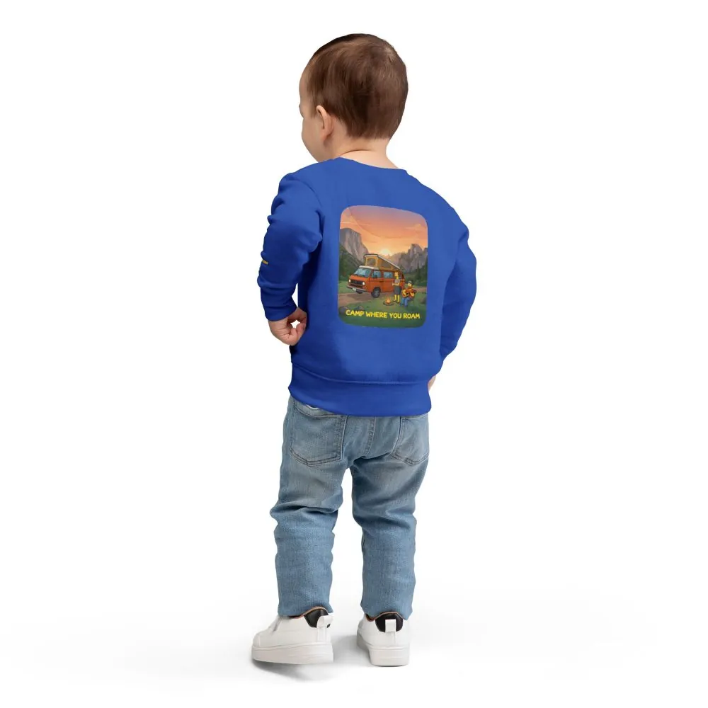 15863280503378176633_2048.jpeg Toddler Sweatshirt - "Camp Where You Roam" (Design Sitcom-Line)