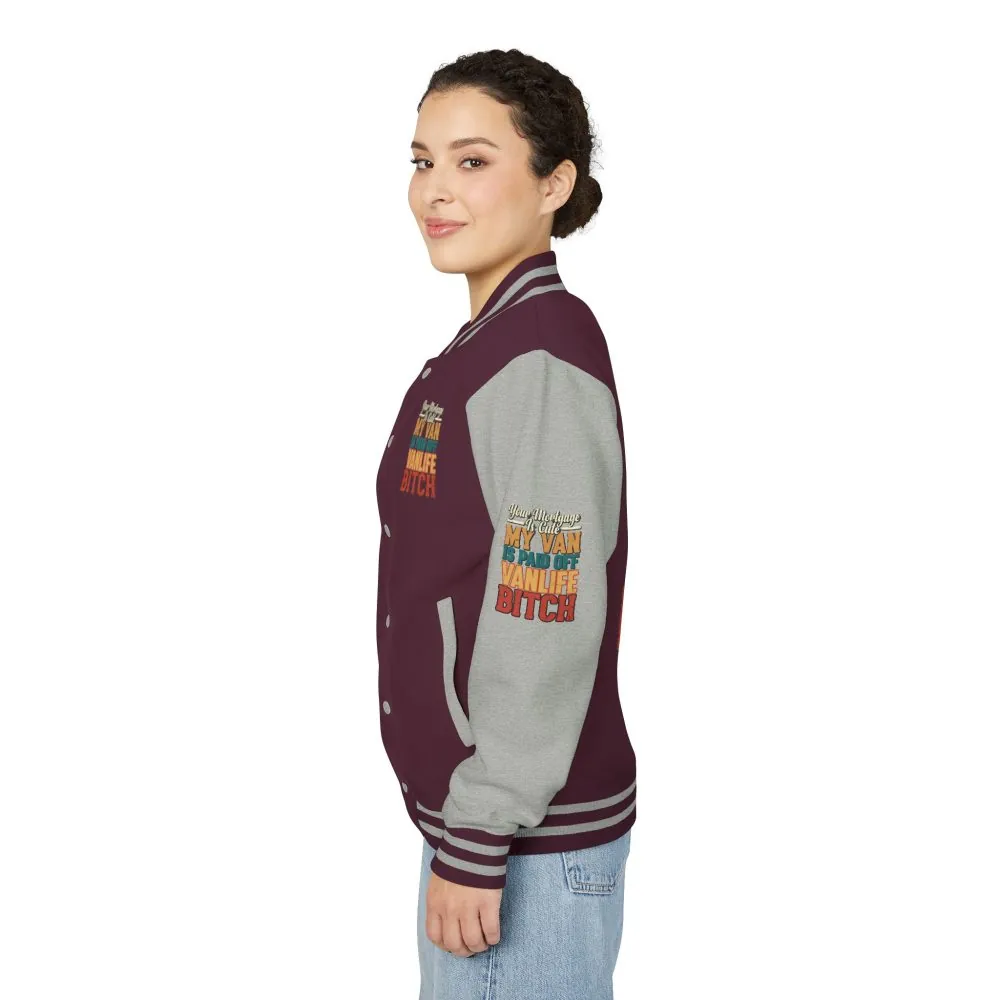 Unisex Heavyweight Letterman Jacket — "Your Mortgage Is Cute" Design F**K-Line