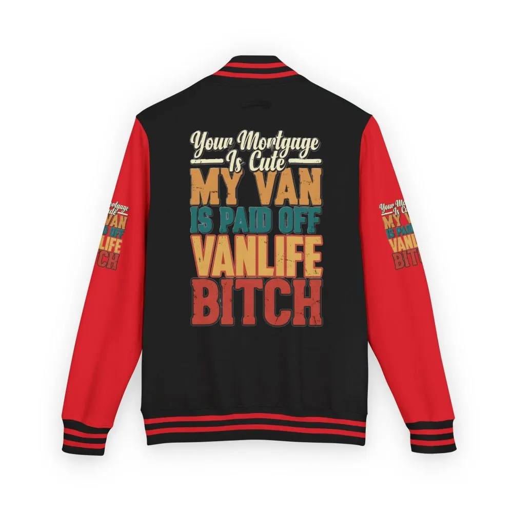 Unisex Heavyweight Letterman Jacket — "Your Mortgage Is Cute" Design F**K-Line