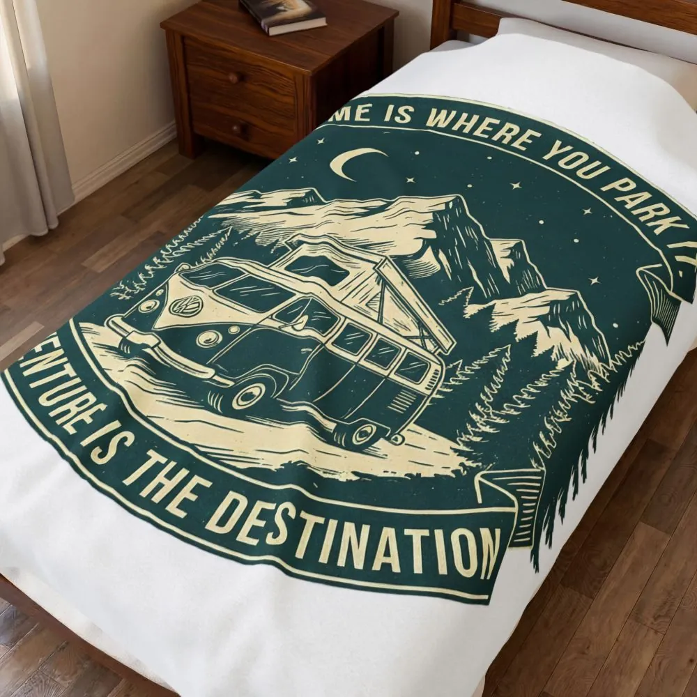 16236372943427398415_2048.jpeg Velveteen Blanket —"Home Is Where You Park It-Adventure is the destination" Camper Throw
