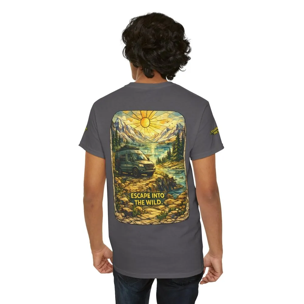 Unisex Heavy Cotton Tee — "Escape Into The Wild" Design Cubic-Line