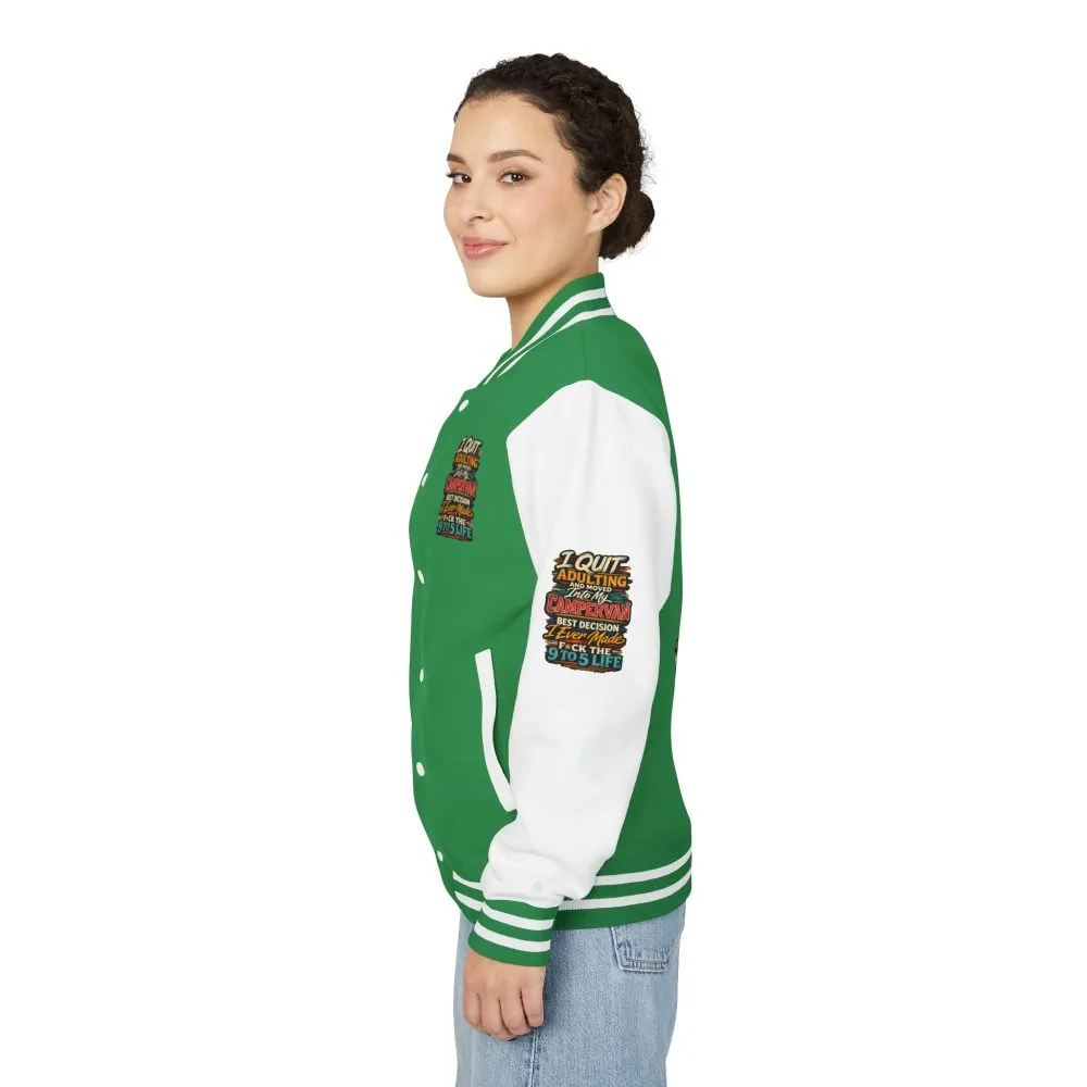 Unisex Heavyweight Letterman Jacket — "I Quit Adulting" Design F**K-Line
