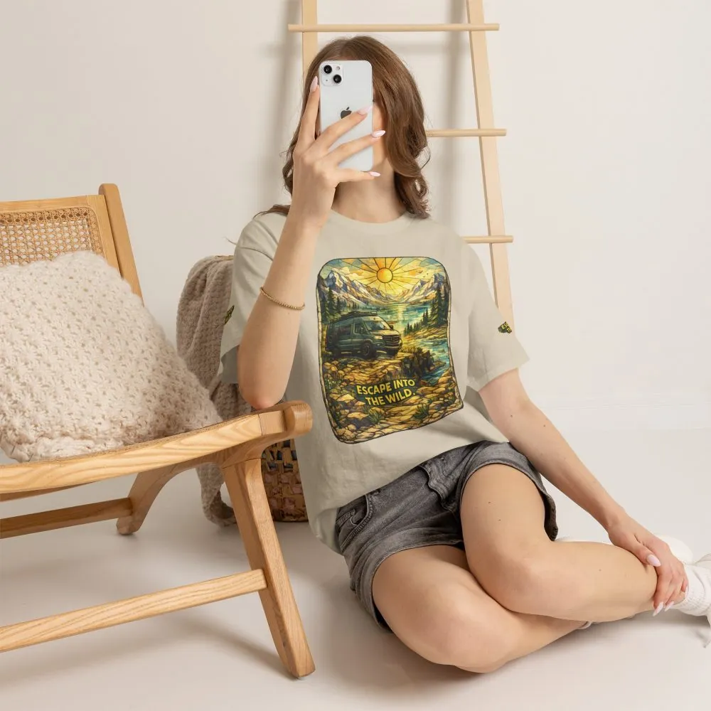 Unisex Heavy Cotton Tee — "Escape Into The Wild" Design Cubic-Line