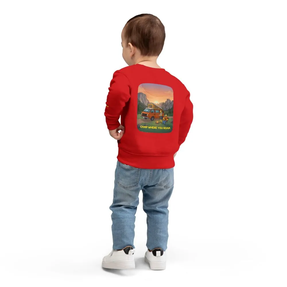 16837748514510545280_2048.jpeg Toddler Sweatshirt - "Camp Where You Roam" (Design Sitcom-Line)