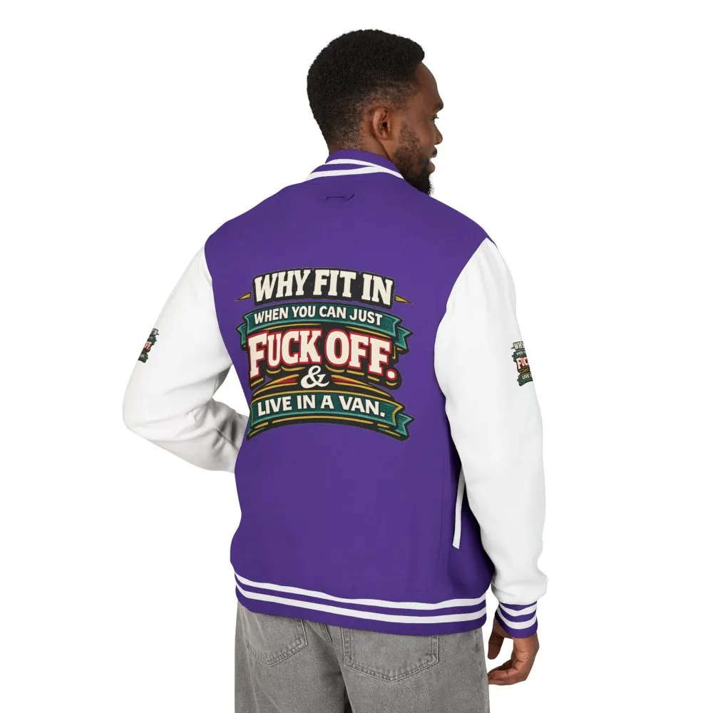16888000288140412136_2048.jpeg Unisex Heavyweight Letterman Jacket — "Why Fit In" Design F**K-Line