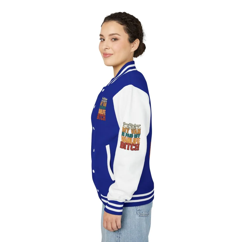 Unisex Heavyweight Letterman Jacket — "Your Mortgage Is Cute" Design F**K-Line