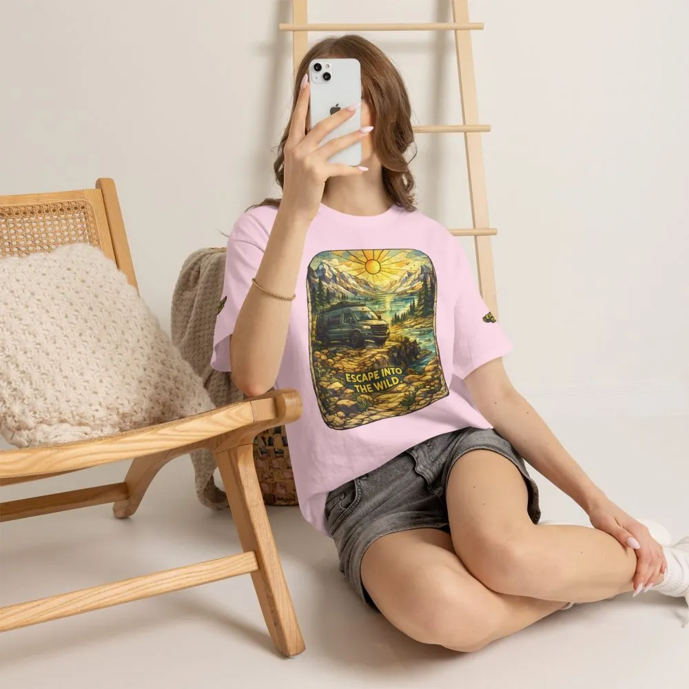 Unisex Heavy Cotton Tee — "Escape Into The Wild" Design Cubic-Line