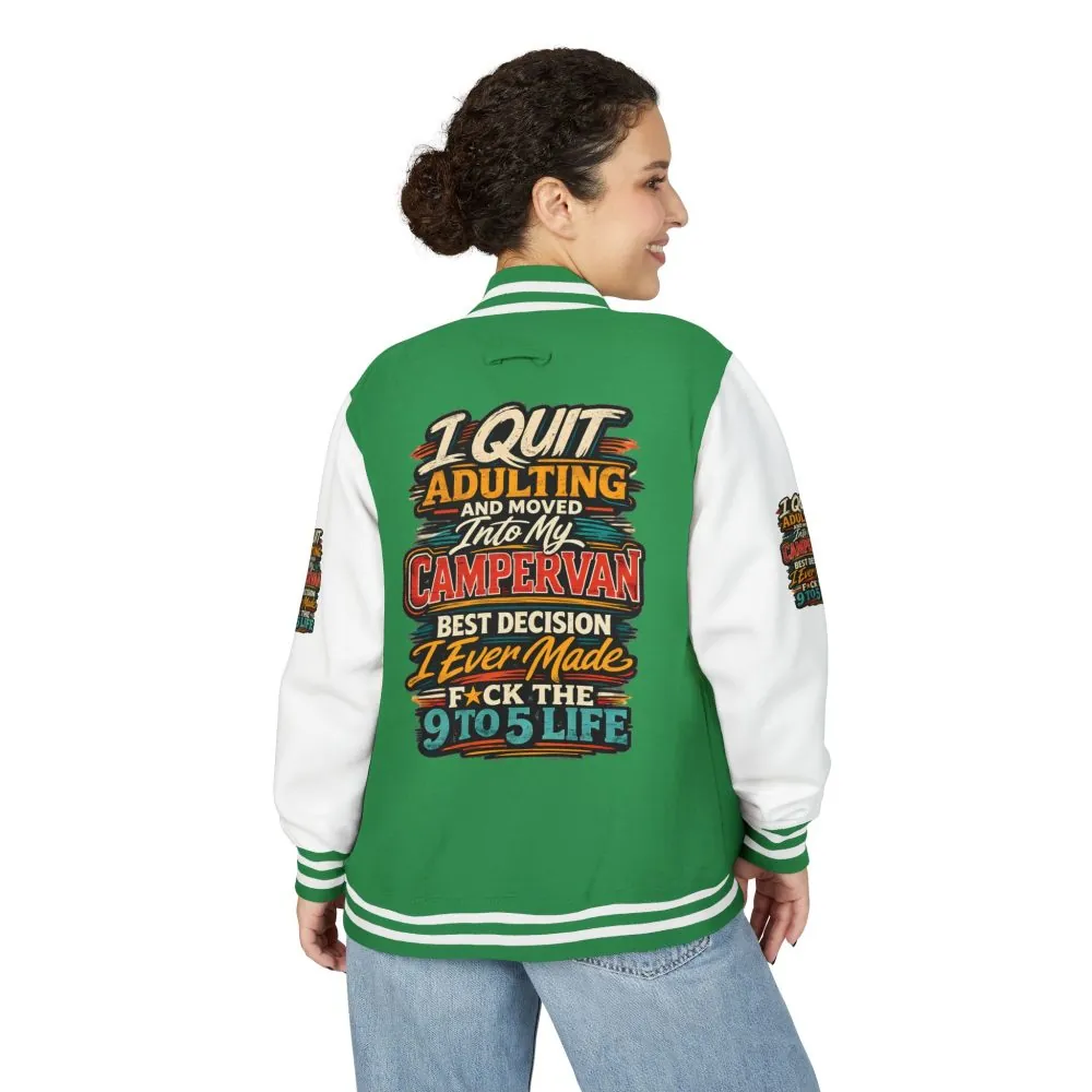 Unisex Heavyweight Letterman Jacket — "I Quit Adulting" Design F**K-Line