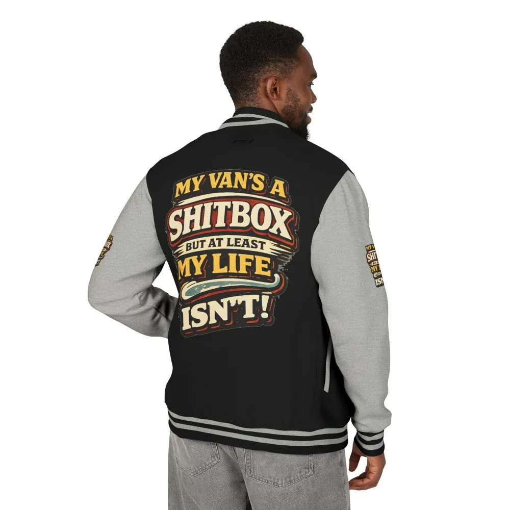17306163370362544508_2048.jpeg Unisex Heavyweight Letterman Jacket — "My Van`s A Shitbox" Design F**K-Line