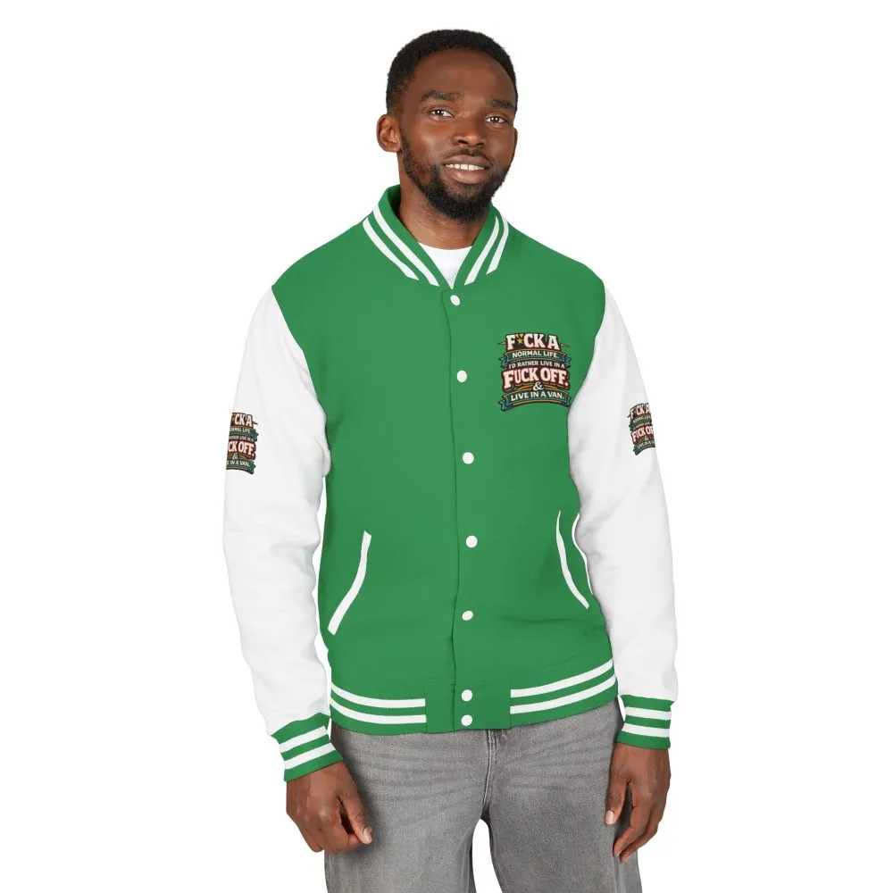 17318471640965815022_2048.jpeg Unisex Heavyweight Letterman Jacket — "Fuck A Normal Life" Design F**K-Line