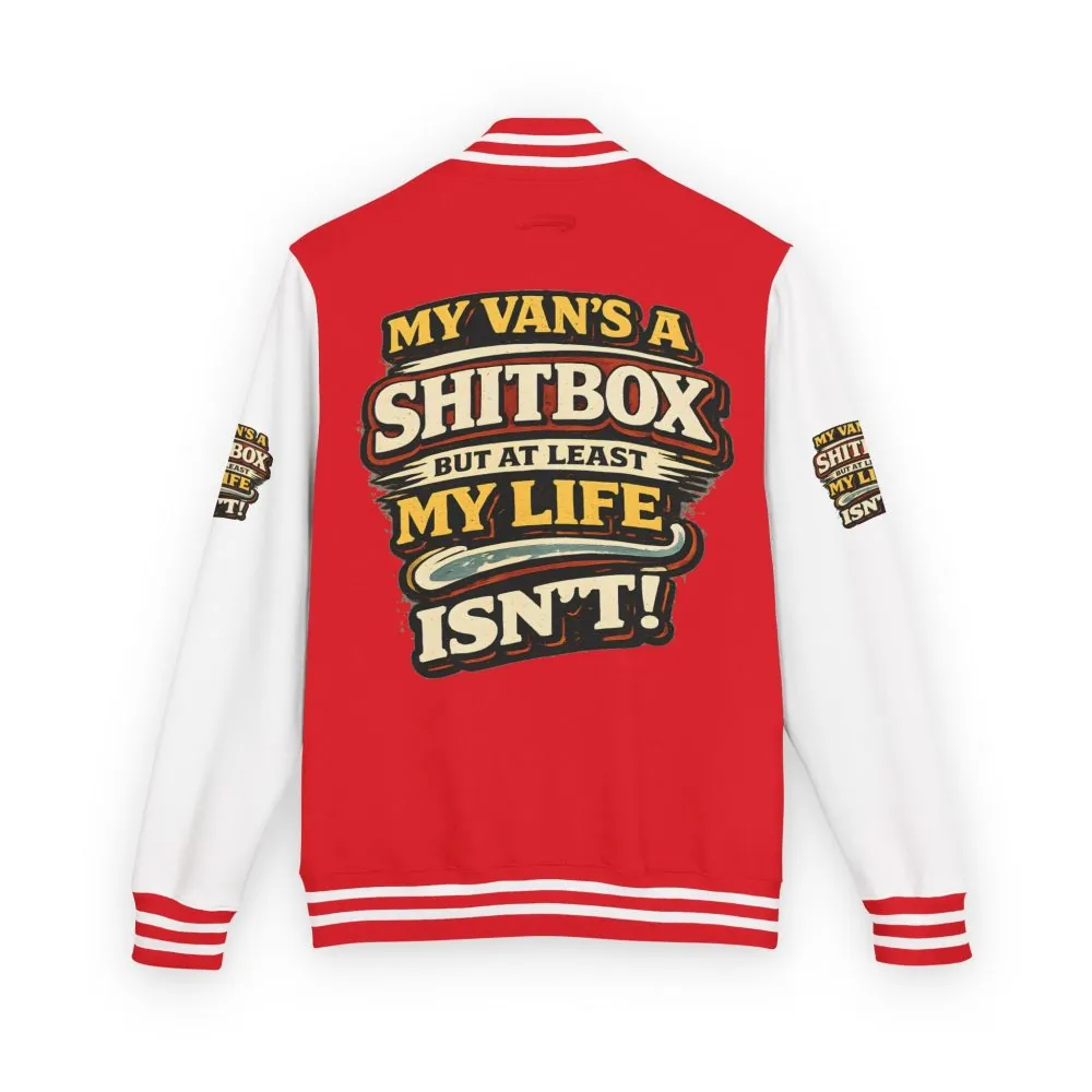 17739127999580839182_2048.jpeg Unisex Heavyweight Letterman Jacket — "My Van`s A Shitbox" Design F**K-Line