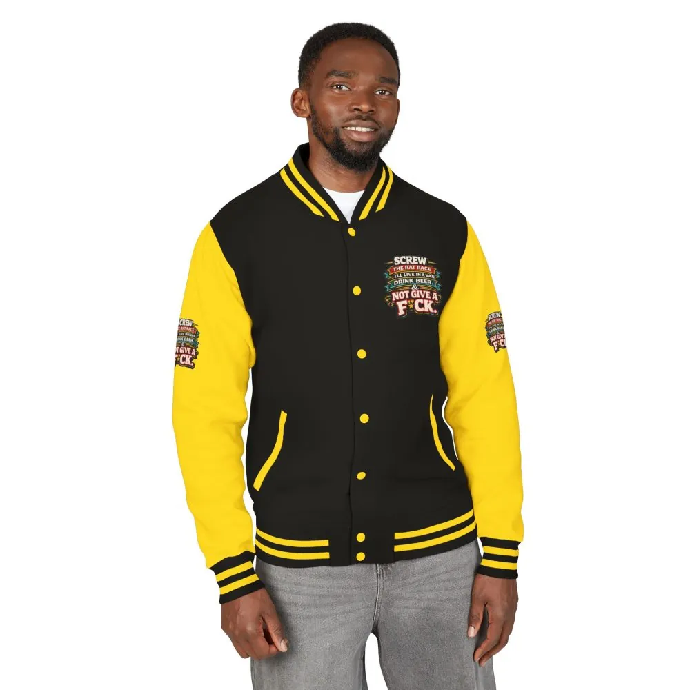 17983418194801882246_2048.jpeg Unisex Heavyweight Letterman Jacket — "Screw The Rat Race" Design F**K-Line
