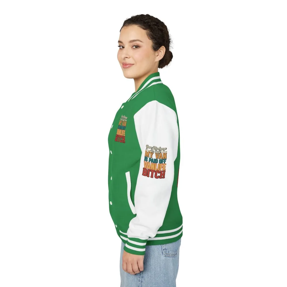 Unisex Heavyweight Letterman Jacket — "Your Mortgage Is Cute" Design F**K-Line