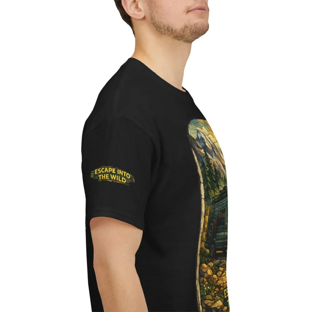 Unisex Heavy Cotton Tee — "Escape Into The Wild" Design Cubic-Line