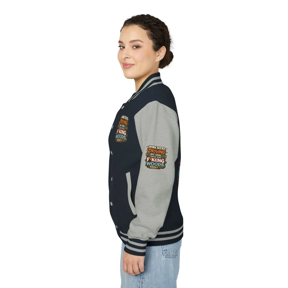 18258328794348241615_2048.jpeg Unisex Heavyweight Letterman Jacket — "Work Sucks" Design F**K-Line