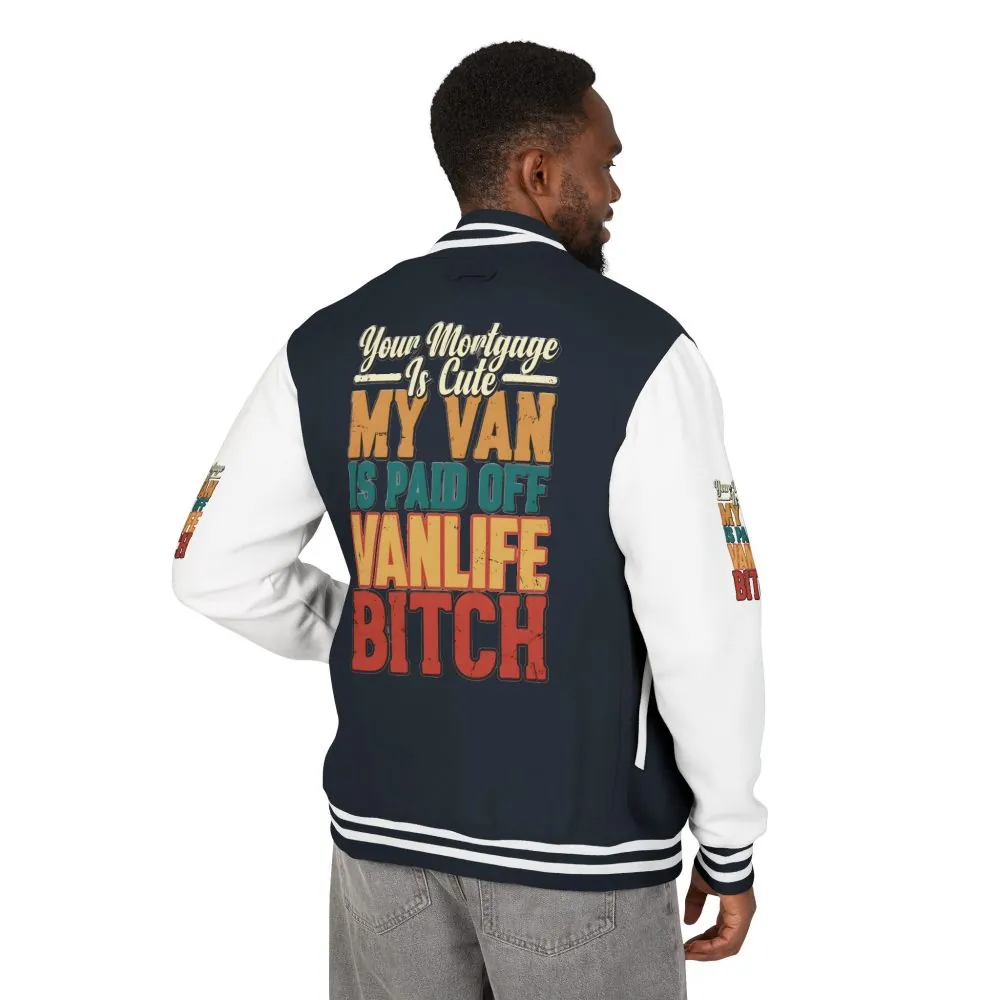 Unisex Heavyweight Letterman Jacket — "Your Mortgage Is Cute" Design F**K-Line