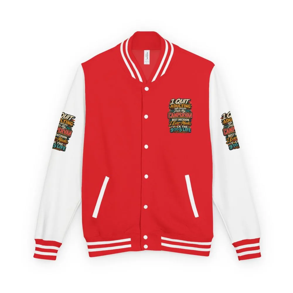 Unisex Heavyweight Letterman Jacket — "I Quit Adulting" Design F**K-Line