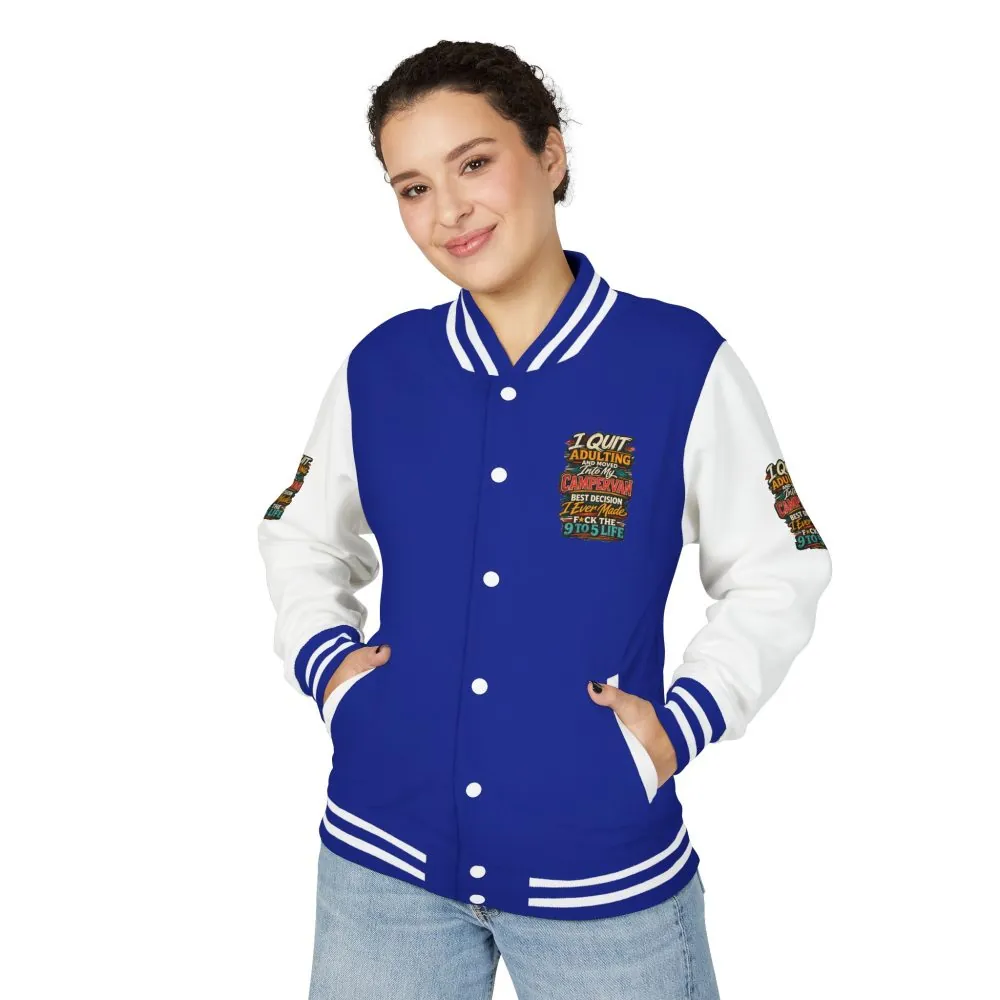 Unisex Heavyweight Letterman Jacket — "I Quit Adulting" Design F**K-Line