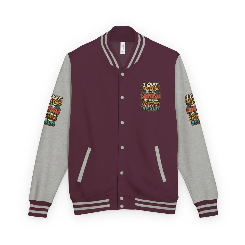 Unisex Heavyweight Letterman Jacket — "I Quit Adulting" Design F**K-Line
