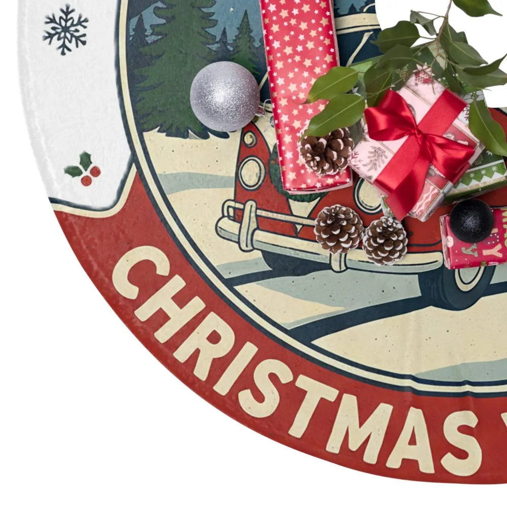2463771290213126606_2048.jpeg Christmas Tree Skirt — "Happy Camper Christmas Wishes" Retro VW Van Holiday Tree Skirt