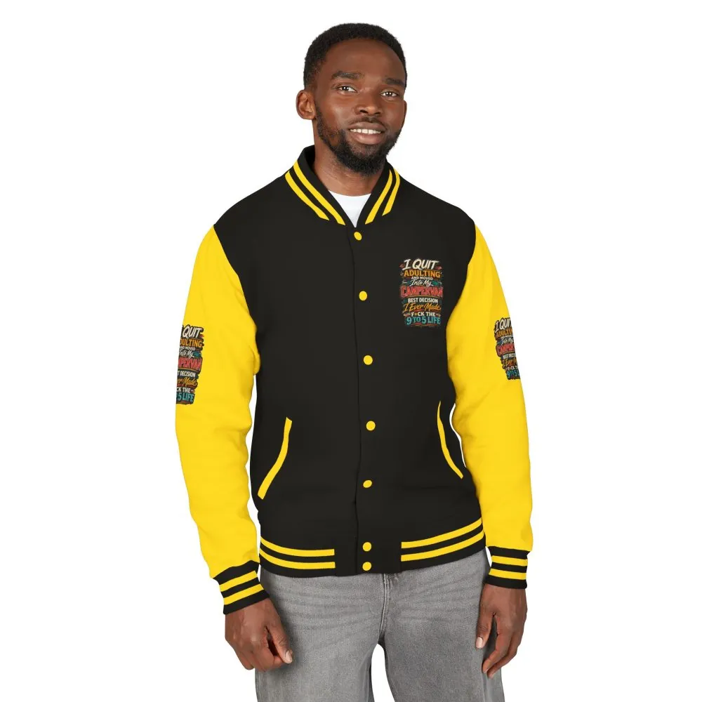 Unisex Heavyweight Letterman Jacket — "I Quit Adulting" Design F**K-Line
