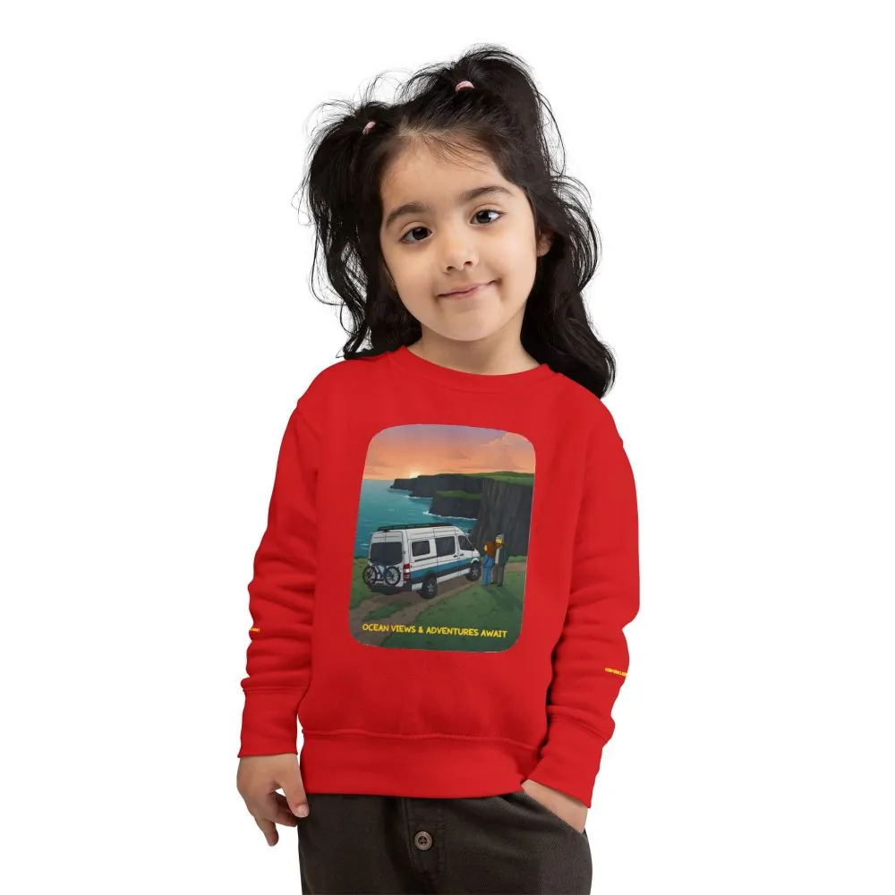 Toddler Sweatshirt - "Ocean Views-Adventures Awaits" (Design Sitcom-Line)