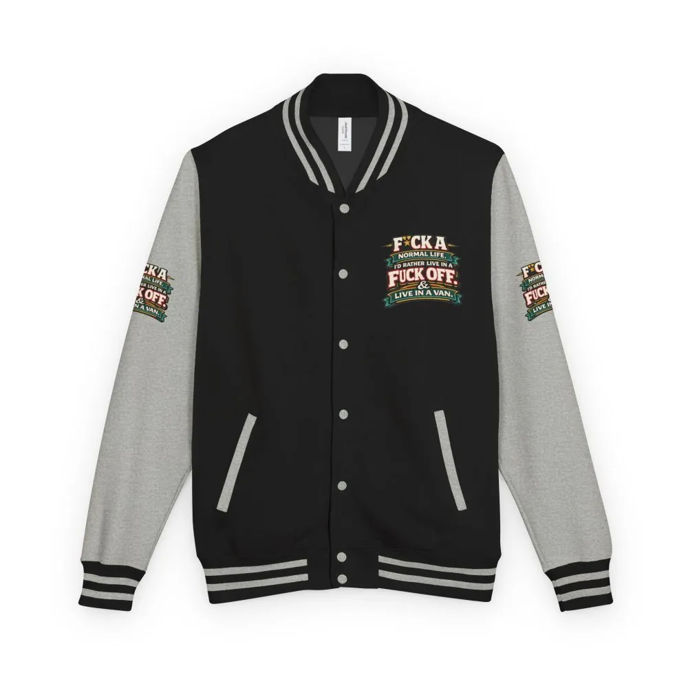 2547813490487378063_2048.jpeg Unisex Heavyweight Letterman Jacket — "Fuck A Normal Life" Design F**K-Line