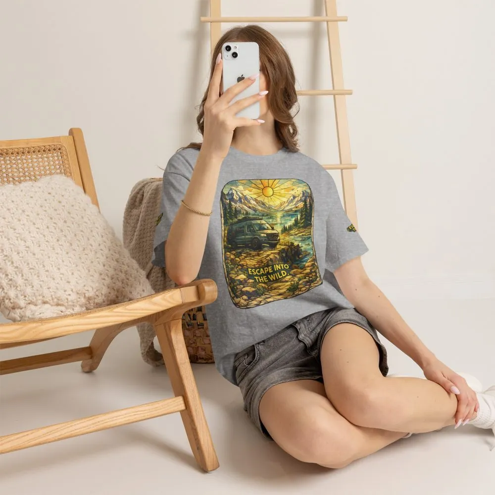 Unisex Heavy Cotton Tee — "Escape Into The Wild" Design Cubic-Line