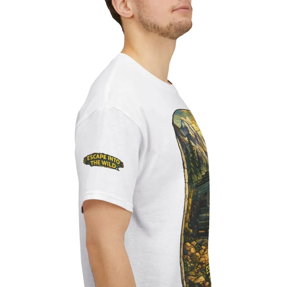 Unisex Heavy Cotton Tee — "Escape Into The Wild" Design Cubic-Line
