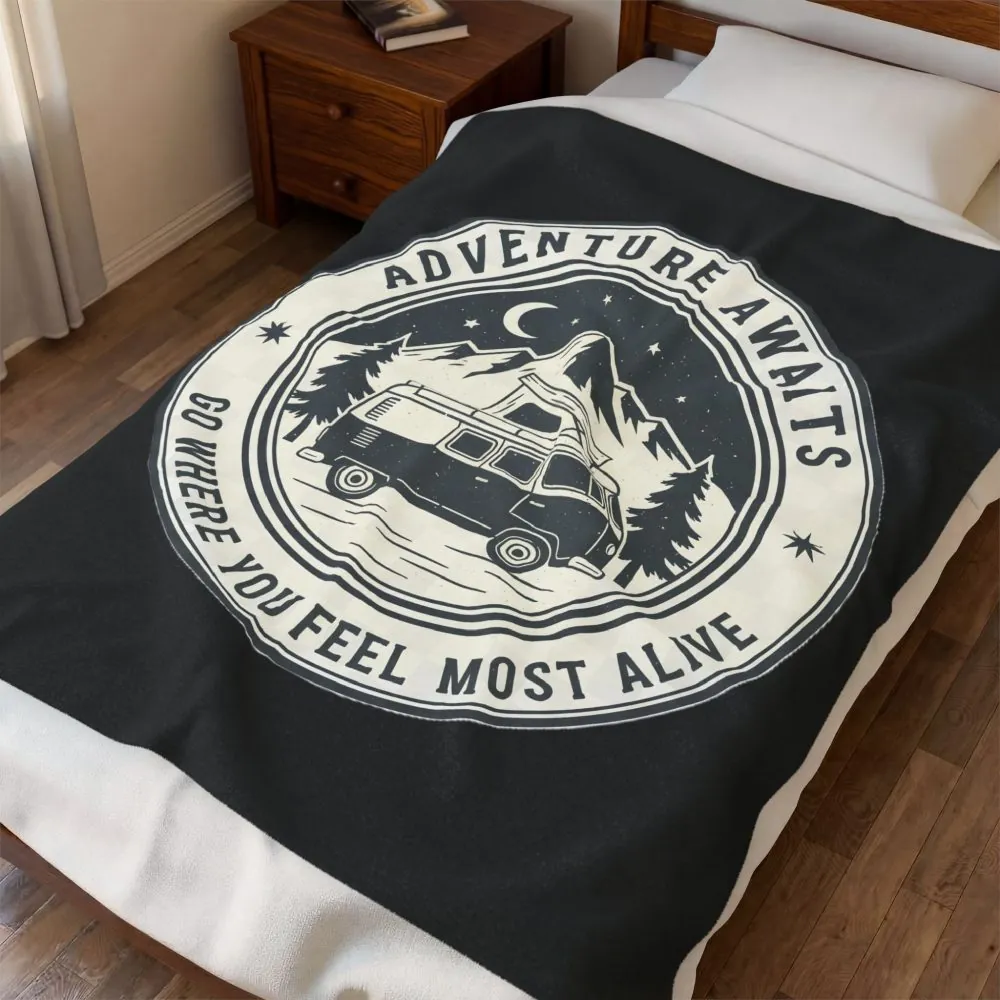 3034500271250637053_2048.jpeg Velveteen Blanket —"Adventure Awaits-Go Where You Feel Most Alive" Camper Throw