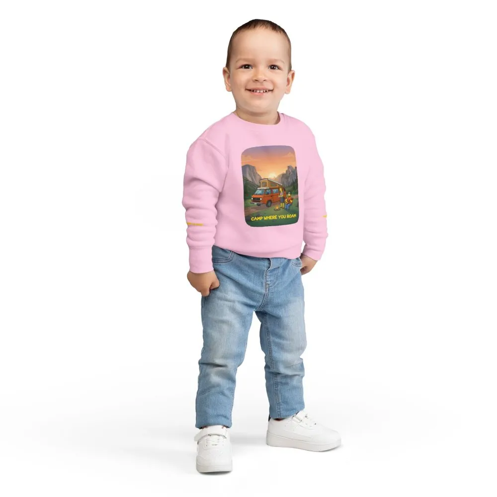 3267094165561011894_2048.jpeg Toddler Sweatshirt - "Camp Where You Roam" (Design Sitcom-Line)