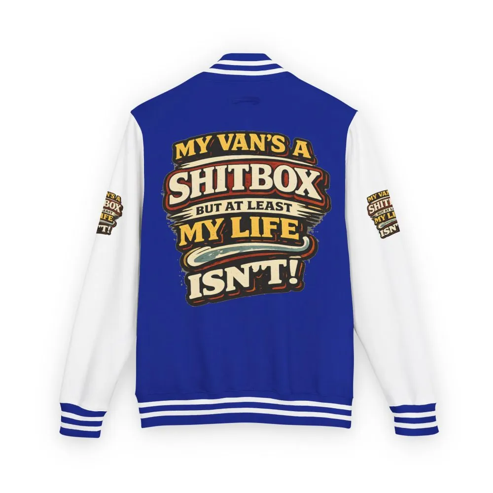 3326901591120883363_2048.jpeg Unisex Heavyweight Letterman Jacket — "My Van`s A Shitbox" Design F**K-Line