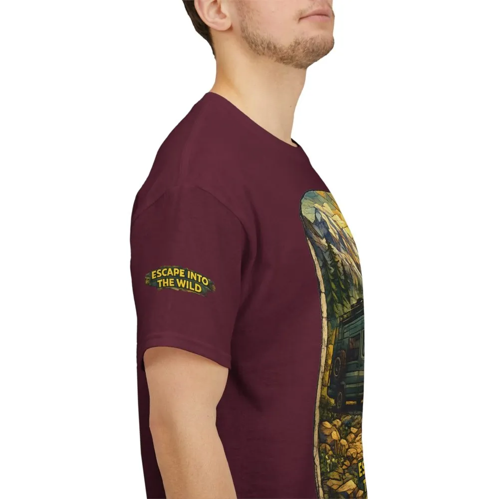 Unisex Heavy Cotton Tee — "Escape Into The Wild" Design Cubic-Line