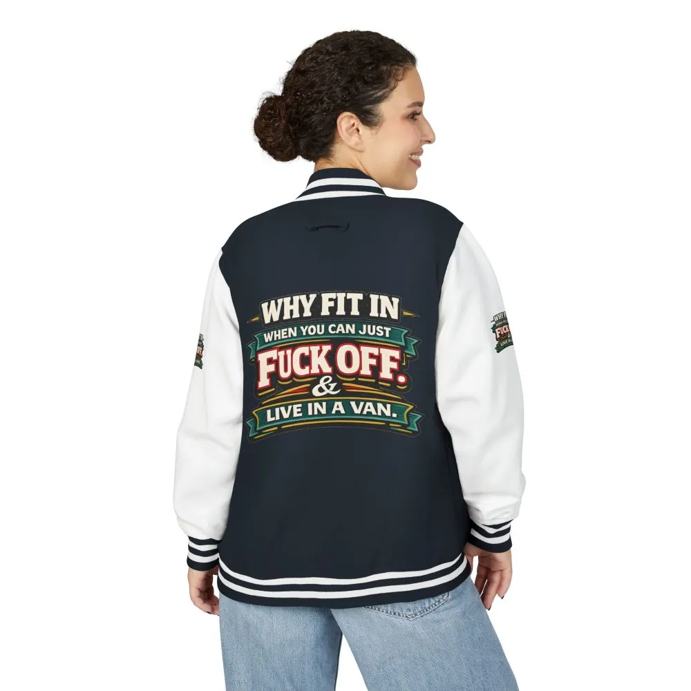 3541868380813399493_2048.jpeg Unisex Heavyweight Letterman Jacket — "Why Fit In" Design F**K-Line
