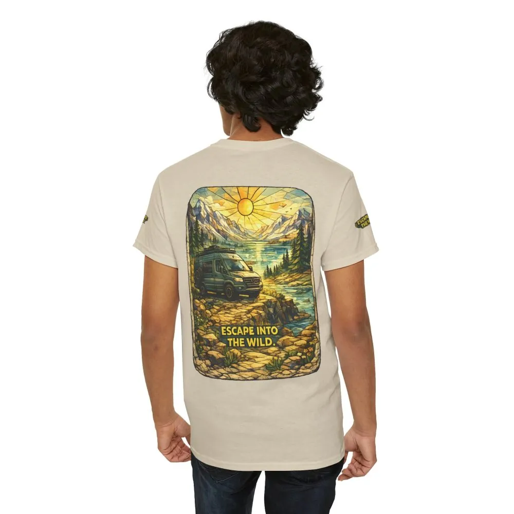 Unisex Heavy Cotton Tee — "Escape Into The Wild" Design Cubic-Line