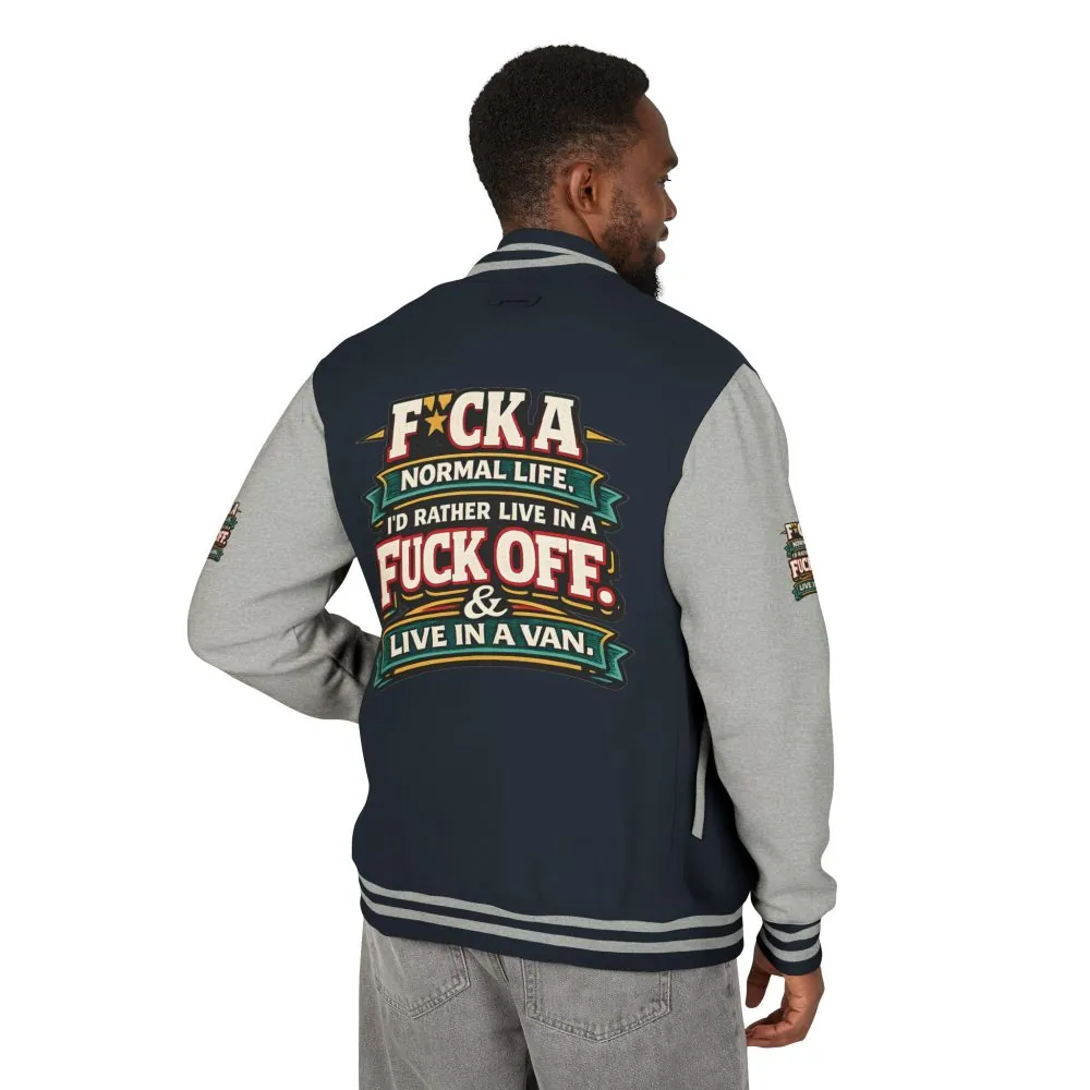 3833906267014781118_2048.jpeg Unisex Heavyweight Letterman Jacket — "Fuck A Normal Life" Design F**K-Line
