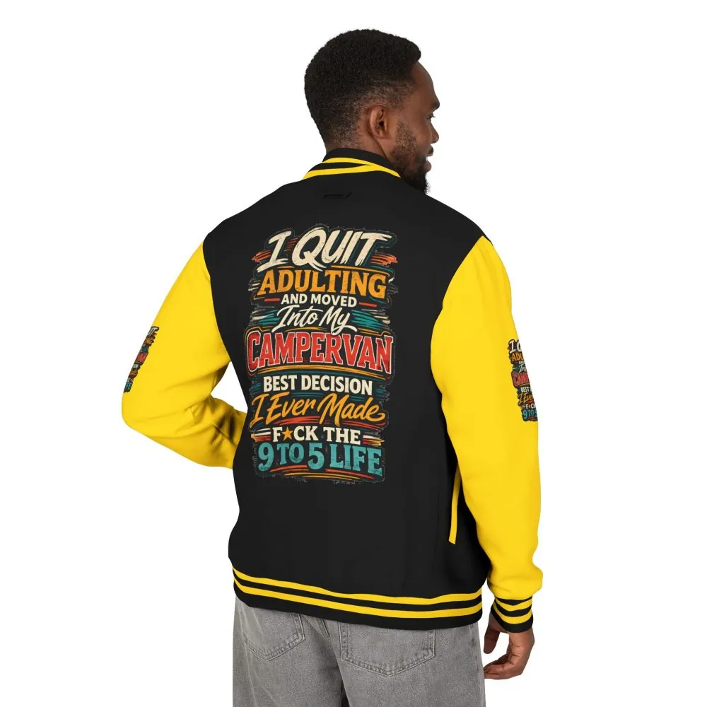 Unisex Heavyweight Letterman Jacket — "I Quit Adulting" Design F**K-Line