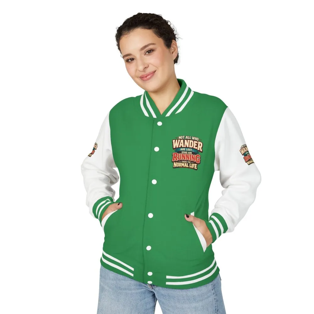 4289674121108271002_2048.jpeg Unisex Heavyweight Letterman Jacket — "Not All Who Wander Are Lost" Design F**K-Line