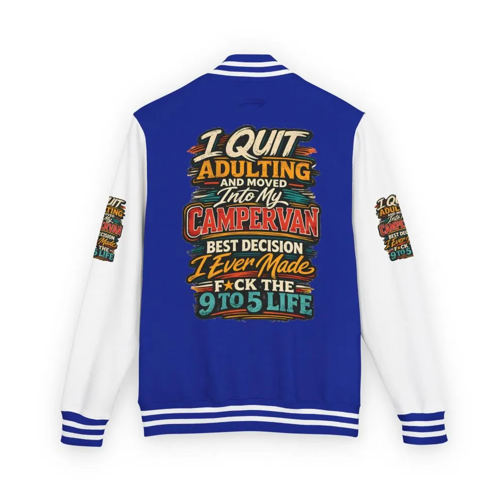 Unisex Heavyweight Letterman Jacket — "I Quit Adulting" Design F**K-Line