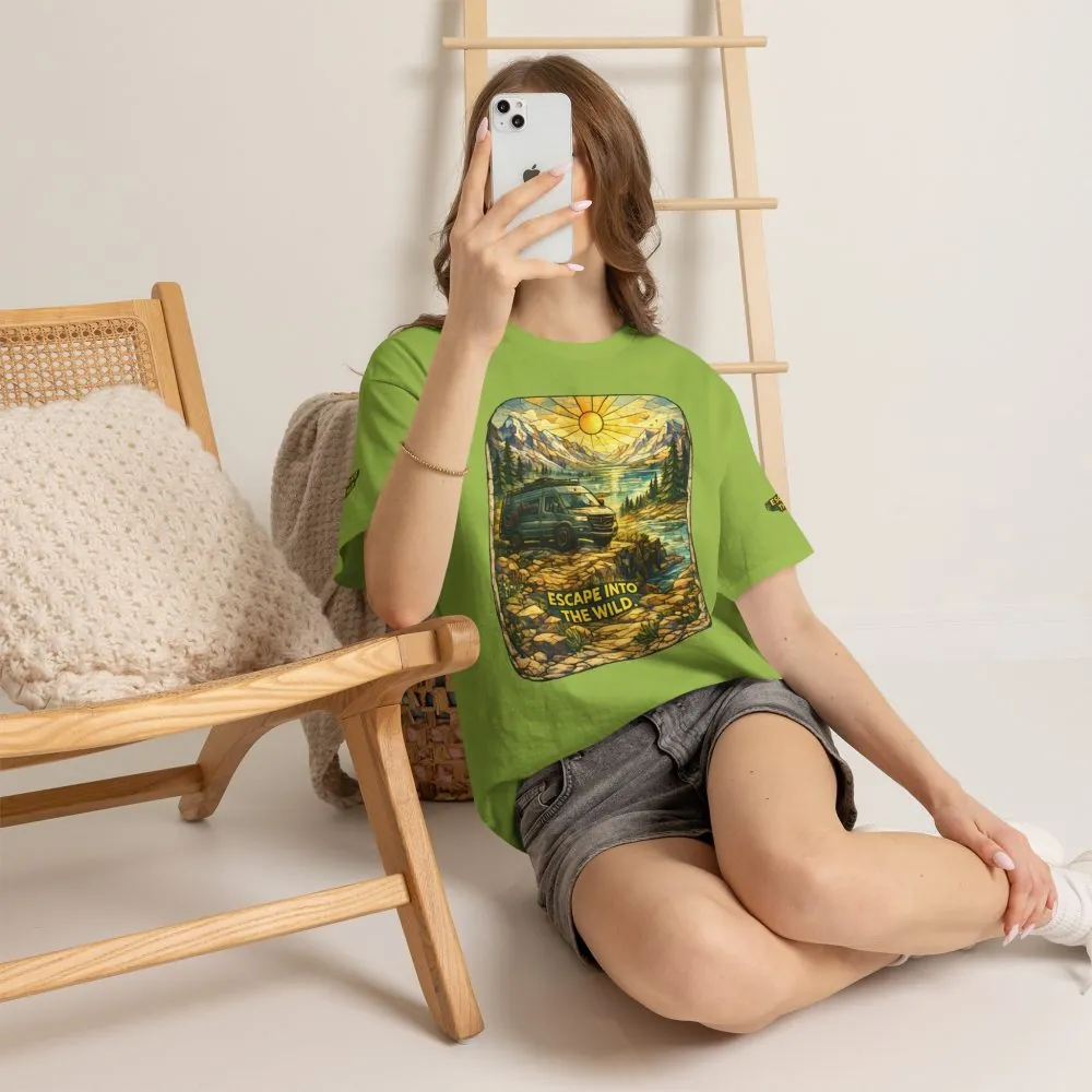 Unisex Heavy Cotton Tee — "Escape Into The Wild" Design Cubic-Line